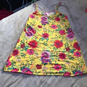 Yellow floral print midi dress